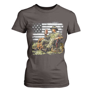 Trump Hunting T Shirt For Women American Flag Beer Drinking Chillin TS09 Dark Chocolate Print Your Wear