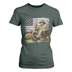 Trump Hunting T Shirt For Women American Flag Beer Drinking Chillin TS09 Dark Forest Green Print Your Wear