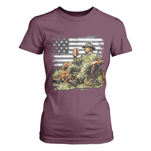 Trump Hunting T Shirt For Women American Flag Beer Drinking Chillin TS09 Maroon Print Your Wear