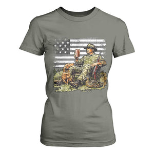 Trump Hunting T Shirt For Women American Flag Beer Drinking Chillin TS09 Military Green Print Your Wear