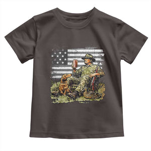 Trump Hunting Toddler T Shirt American Flag Beer Drinking Chillin TS09 Dark Chocolate Print Your Wear