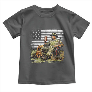 Trump Hunting Toddler T Shirt American Flag Beer Drinking Chillin TS09 Dark Heather Print Your Wear