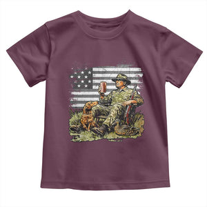 Trump Hunting Toddler T Shirt American Flag Beer Drinking Chillin TS09 Maroon Print Your Wear