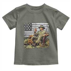 Trump Hunting Toddler T Shirt American Flag Beer Drinking Chillin TS09 Military Green Print Your Wear