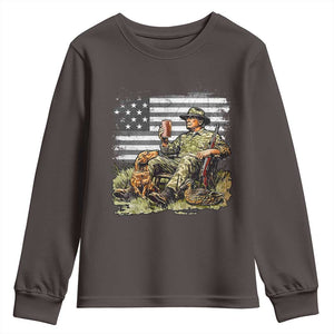 Trump Hunting Youth Sweatshirt American Flag Beer Drinking Chillin TS09 Dark Chocolate Print Your Wear