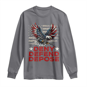 Deny Defend Depose Long Sleeve Shirt Eagle American Flag TS09 Charcoal Print Your Wear