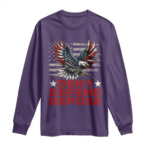 Deny Defend Depose Long Sleeve Shirt Eagle American Flag TS09 Purple Print Your Wear