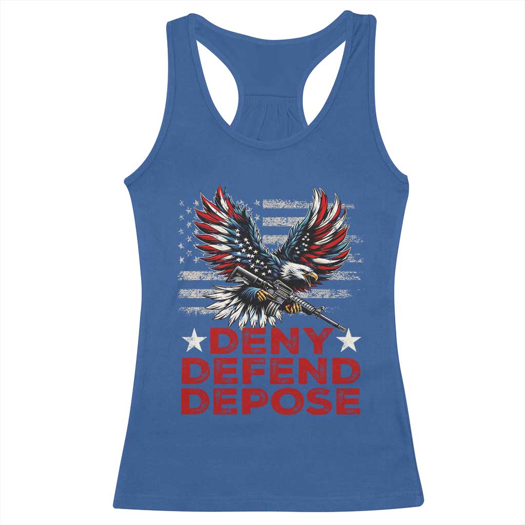Deny Defend Depose Racerback Tank Top Eagle American Flag TS09 Royal Blue Print Your Wear