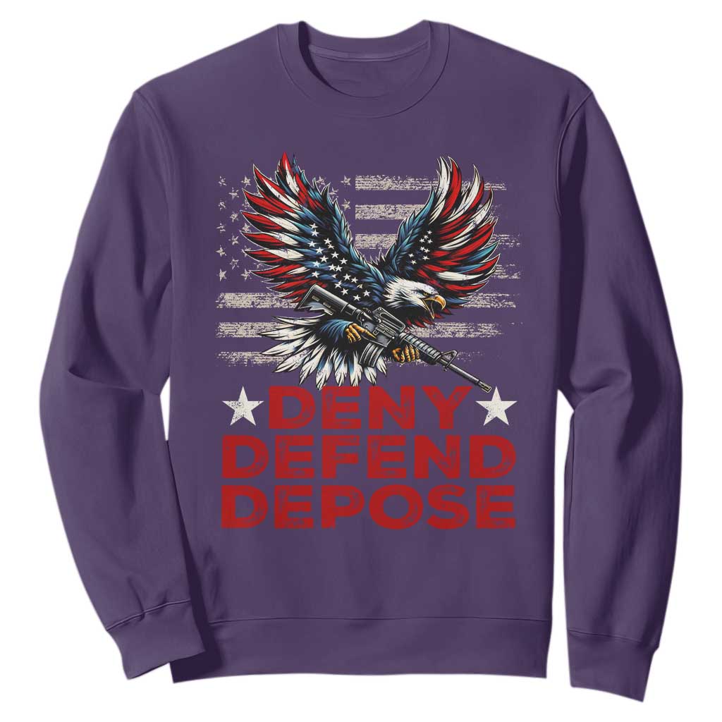 Deny Defend Depose Sweatshirt Eagle American Flag TS09 Purple Print Your Wear