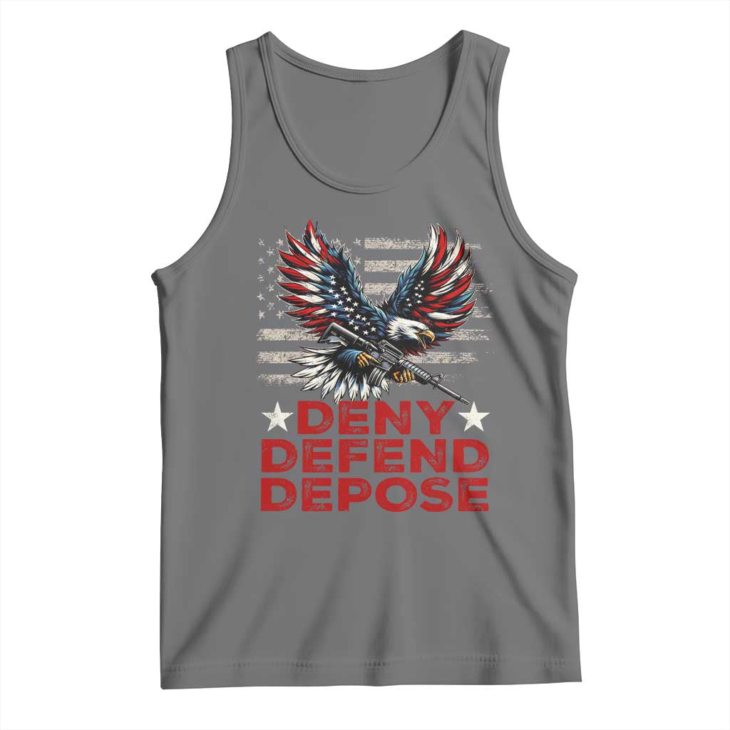 Deny Defend Depose Tank Top Eagle American Flag TS09 Black Heather Print Your Wear