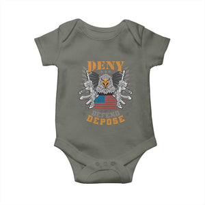 Deny Defend Depose Baby Onesie American Eagle Gun TS09 Military Green Print Your Wear