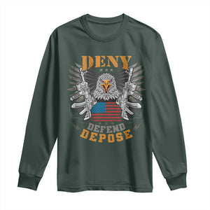 Deny Defend Depose Long Sleeve Shirt American Eagle Gun TS09 Dark Forest Green Print Your Wear