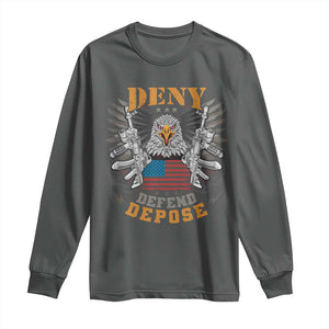 Deny Defend Depose Long Sleeve Shirt American Eagle Gun TS09 Dark Heather Print Your Wear