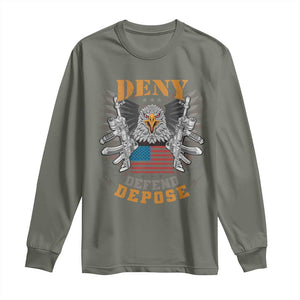 Deny Defend Depose Long Sleeve Shirt American Eagle Gun TS09 Military Green Print Your Wear