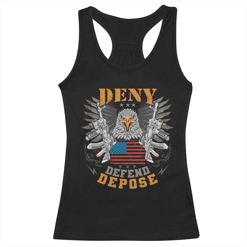 Deny Defend Depose Racerback Tank Top American Eagle Gun TS09 Black Print Your Wear