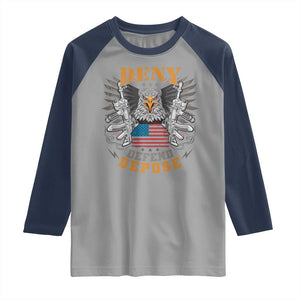 Deny Defend Depose Raglan Shirt American Eagle Gun TS09 Sport Gray Navy Print Your Wear