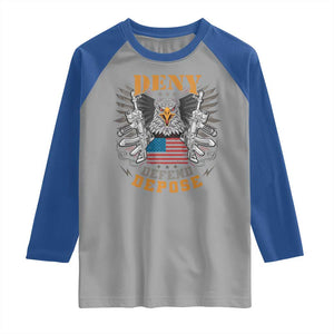 Deny Defend Depose Raglan Shirt American Eagle Gun TS09 Sport Gray Royal Print Your Wear