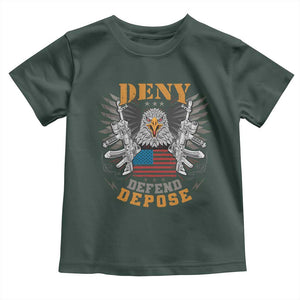 Deny Defend Depose Toddler T Shirt American Eagle Gun TS09 Dark Forest Green Print Your Wear