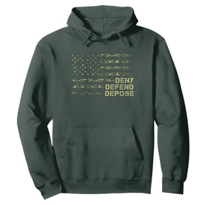 Deny Defend Depose Hoodie Camo American Flag TS09 Dark Forest Green Print Your Wear