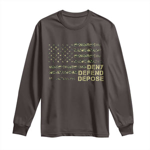 Deny Defend Depose Long Sleeve Shirt Camo American Flag TS09 Dark Chocolate Print Your Wear