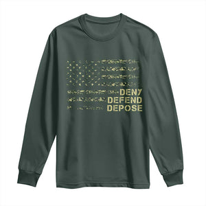 Deny Defend Depose Long Sleeve Shirt Camo American Flag TS09 Dark Forest Green Print Your Wear