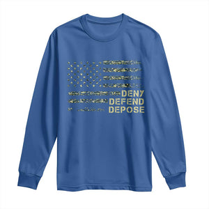 Deny Defend Depose Long Sleeve Shirt Camo American Flag TS09 Royal Blue Print Your Wear