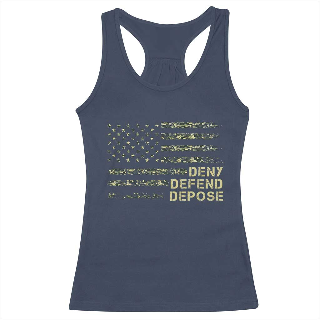 Deny Defend Depose Racerback Tank Top Camo American Flag TS09 Navy Print Your Wear