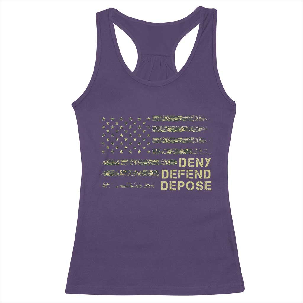 Deny Defend Depose Racerback Tank Top Camo American Flag TS09 Purple Print Your Wear