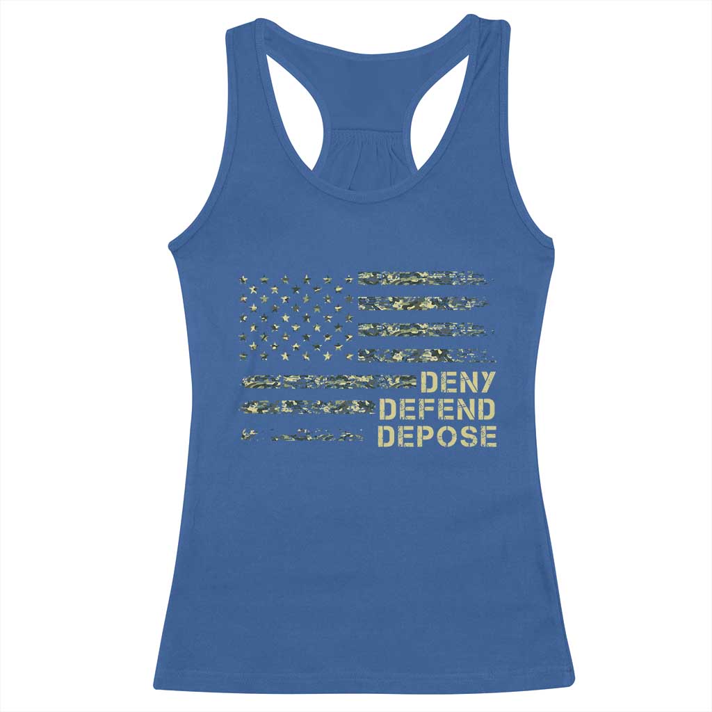 Deny Defend Depose Racerback Tank Top Camo American Flag TS09 Royal Blue Print Your Wear