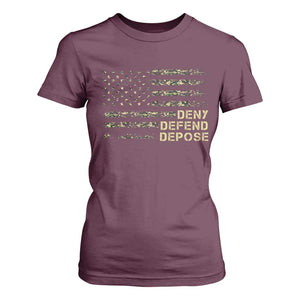 Deny Defend Depose T Shirt For Women Camo American Flag TS09 Maroon Print Your Wear