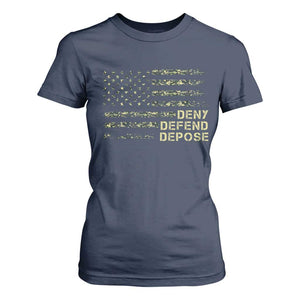 Deny Defend Depose T Shirt For Women Camo American Flag TS09 Navy Print Your Wear