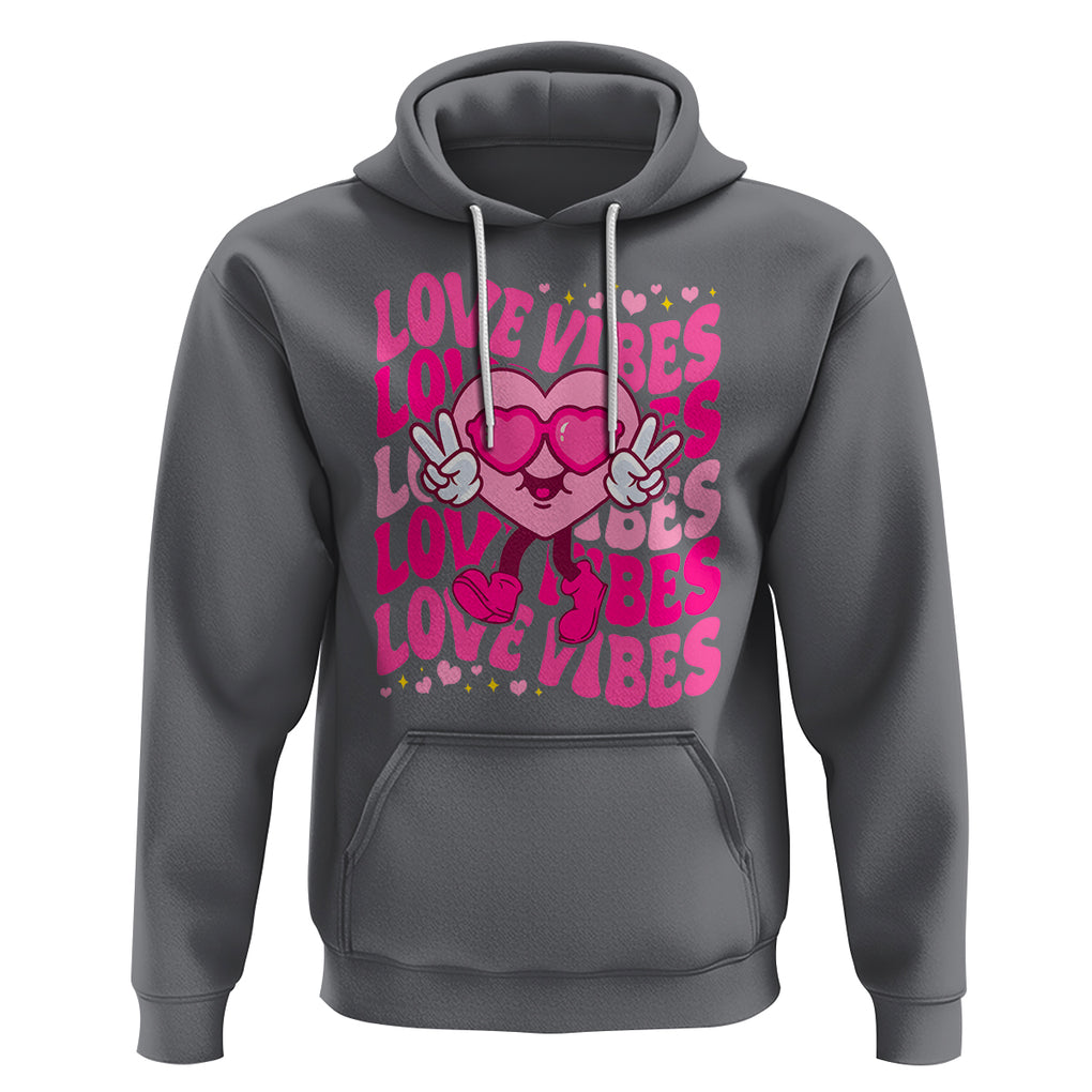 Valentine's Day Hoodie Retro Groovy Love Vibes Heart Eyes TS09 Charcoal Printyourwear