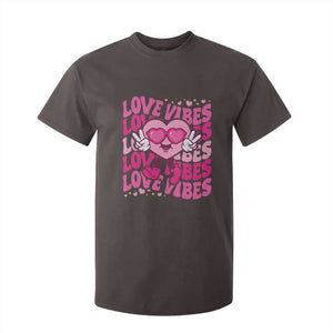 Valentine's Day T Shirt For Kid Retro Groovy Love Vibes Heart Eyes TS09 Dark Chocolate Print Your Wear