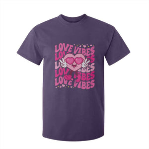 Valentine's Day T Shirt For Kid Retro Groovy Love Vibes Heart Eyes TS09 Purple Print Your Wear