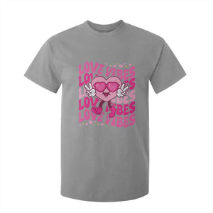 Valentine's Day T Shirt For Kid Retro Groovy Love Vibes Heart Eyes TS09 Sport Gray Print Your Wear