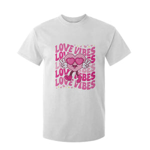 Valentine's Day T Shirt For Kid Retro Groovy Love Vibes Heart Eyes TS09 White Print Your Wear