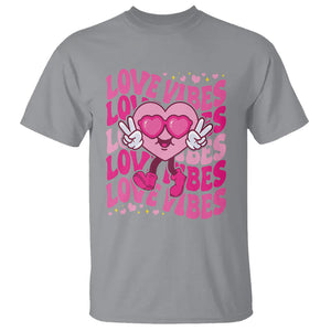 Valentine's Day T Shirt Retro Groovy Love Vibes Heart Eyes TS09 Sport Gray Printyourwear