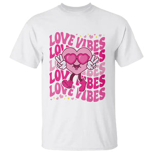 Valentine's Day T Shirt Retro Groovy Love Vibes Heart Eyes TS09 White Printyourwear