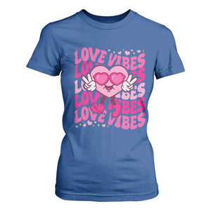 Valentine's Day T Shirt For Women Retro Groovy Love Vibes Heart Eyes TS09 Royal Blue Print Your Wear