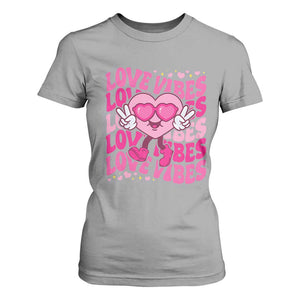 Valentine's Day T Shirt For Women Retro Groovy Love Vibes Heart Eyes TS09 Sport Gray Print Your Wear