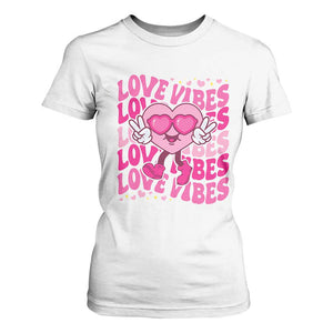 Valentine's Day T Shirt For Women Retro Groovy Love Vibes Heart Eyes TS09 White Print Your Wear