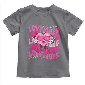 Valentine's Day Toddler T Shirt Retro Groovy Love Vibes Heart Eyes TS09 Charcoal Print Your Wear