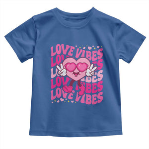 Valentine's Day Toddler T Shirt Retro Groovy Love Vibes Heart Eyes TS09 Royal Blue Print Your Wear