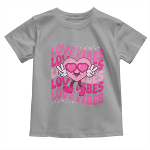 Valentine's Day Toddler T Shirt Retro Groovy Love Vibes Heart Eyes TS09 Sport Gray Print Your Wear