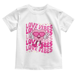 Valentine's Day Toddler T Shirt Retro Groovy Love Vibes Heart Eyes TS09 White Print Your Wear