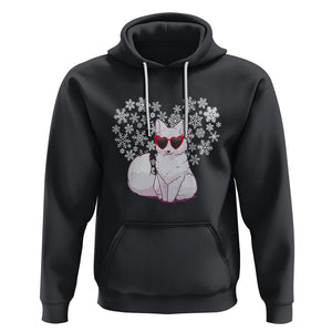 Valentine's Day Hoodie Arctic Snow Fox Heart Glasses Snowflake Animal Lover TS09 Black Printyourwear