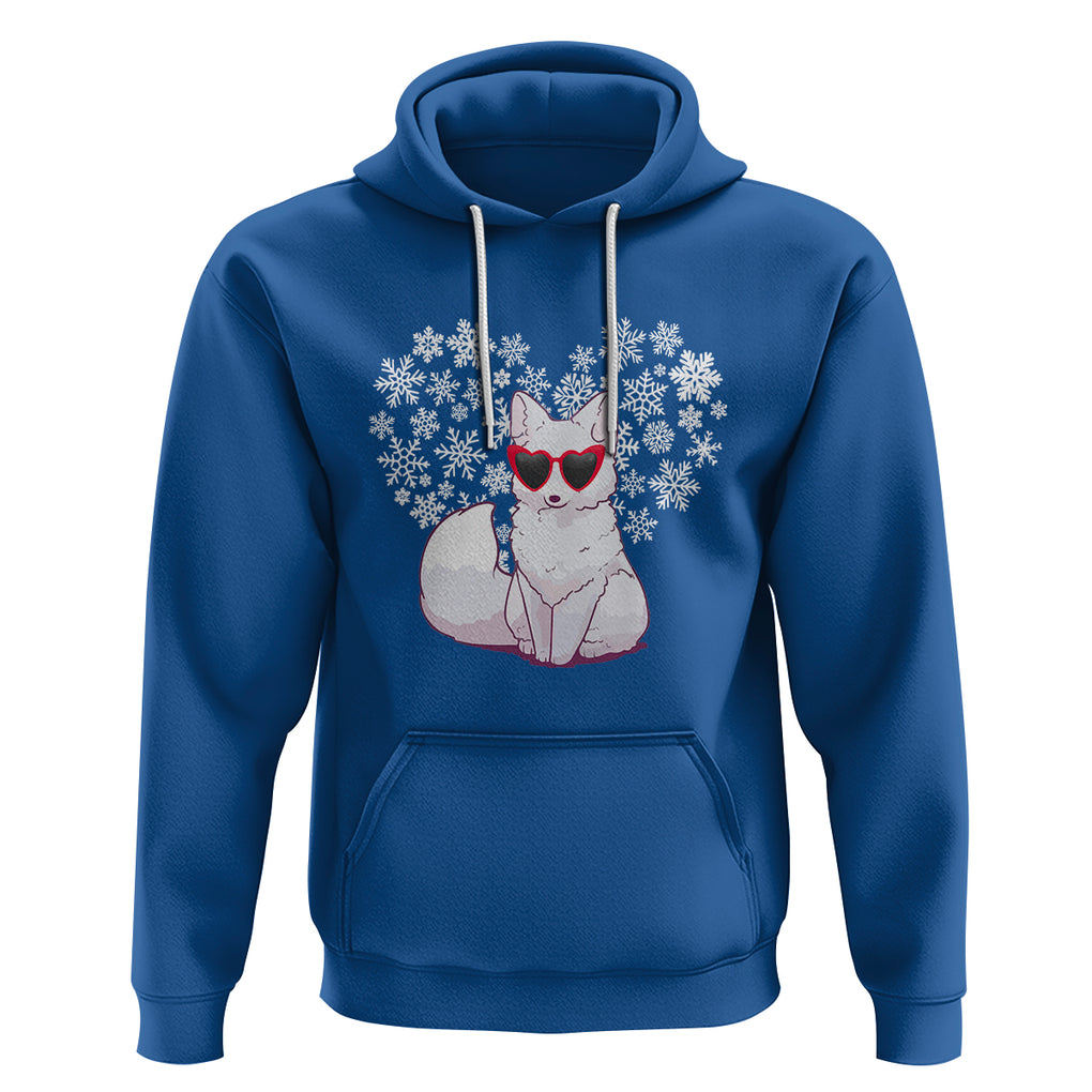 Valentine's Day Hoodie Arctic Snow Fox Heart Glasses Snowflake Animal Lover TS09 Royal Blue Printyourwear