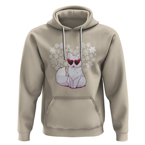 Valentine's Day Hoodie Arctic Snow Fox Heart Glasses Snowflake Animal Lover TS09 Sand Printyourwear