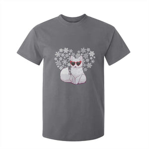 Valentine's Day T Shirt For Kid Arctic Snow Fox Heart Glasses Snowflake Animal Lover TS09 Charcoal Print Your Wear