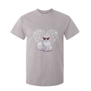 Valentine's Day T Shirt For Kid Arctic Snow Fox Heart Glasses Snowflake Animal Lover TS09 Ice Gray Print Your Wear